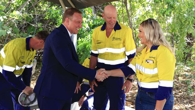 Queensland Premier Steven Miles visiting the Stanwell Power station just outside Rockhampton on Thursday, meeting workers. Picture: Adam Head