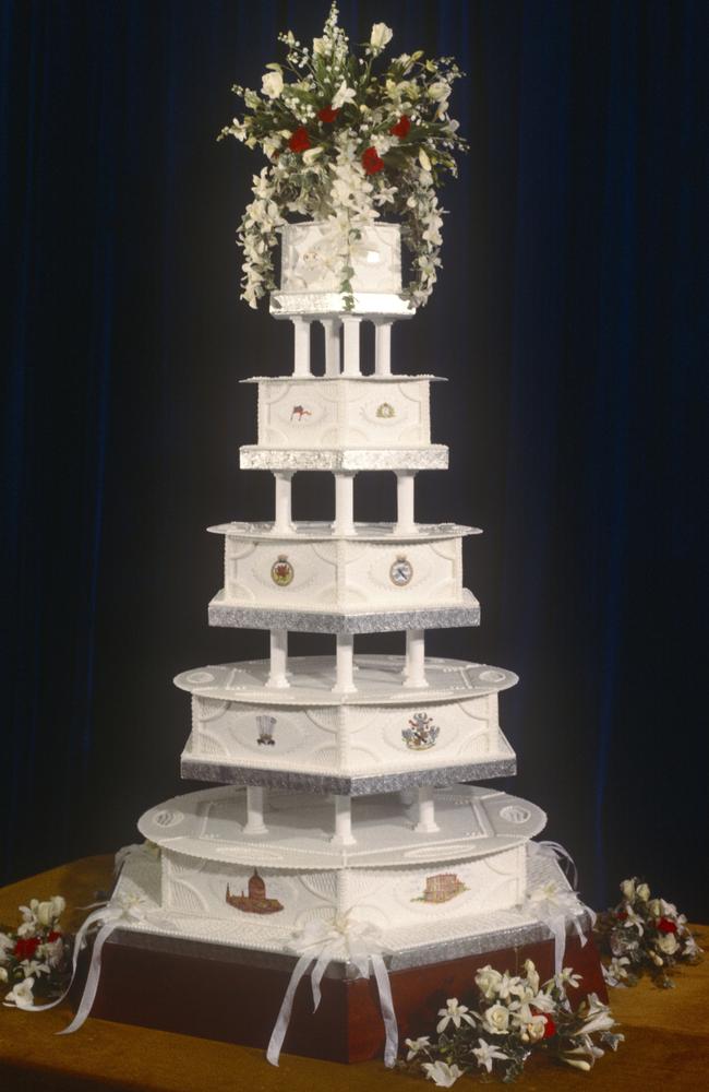 The wedding cake at Prince Charles and Lady Diana’s royal wedding. Picture: David Levenson/Getty Images