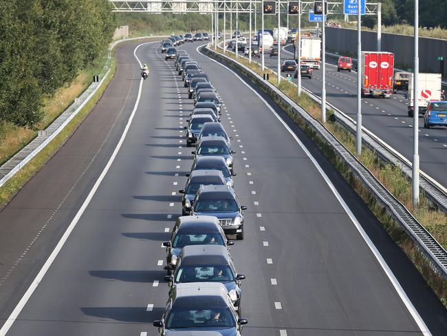 Bringing them home ... a convoy of hearses carrying the bodies of MH17 victims in Boxtel, Netherlands, July 2014. Picture: Peter Macdiarmid/Getty Images