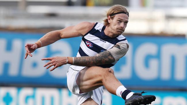 MELBOURNE. 30/04/2022. AFL. Geelong vs Fremantle at GMHBA Stadium, Geelong. Tom Stewart of the Cats . Photo by Michael Klein