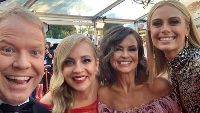 Bickmore pictured with Pete Helliar, Lisa Wilkinson and Sylvia Jeffreys at the Logies. Picture: Instagram