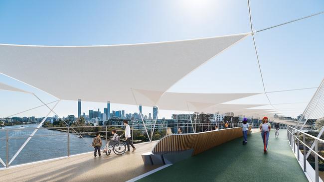 The rest area on the proposed Toowong to West End green bridge. Picture: Supplied