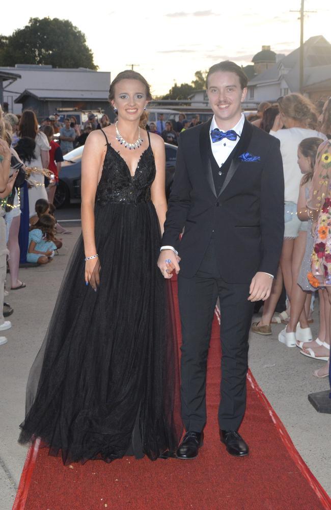 Warwick State High School graduate Madison Duff and partner Callum at Warwick RSL on November 17, 2023. Photo: Jessica Klein