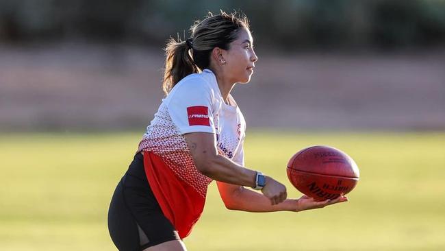 Federal FC's Celine Ankers is taking part in the MArch Charge to raise funds for cancer research. Picture: Federal Football Club Facebook.