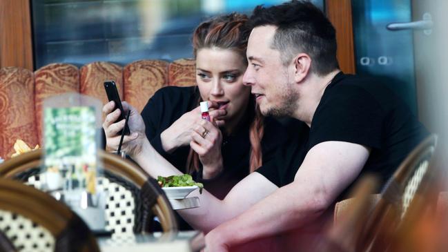 US actor Amber Heard and then boyfriend billionaire Elon Musk at the Shingle Inn, Broadbeach. Picture: Nigel Hallett.