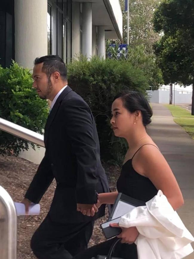 Carlito Raistrick arriving at Maroochydore District Court with his girlfriend.