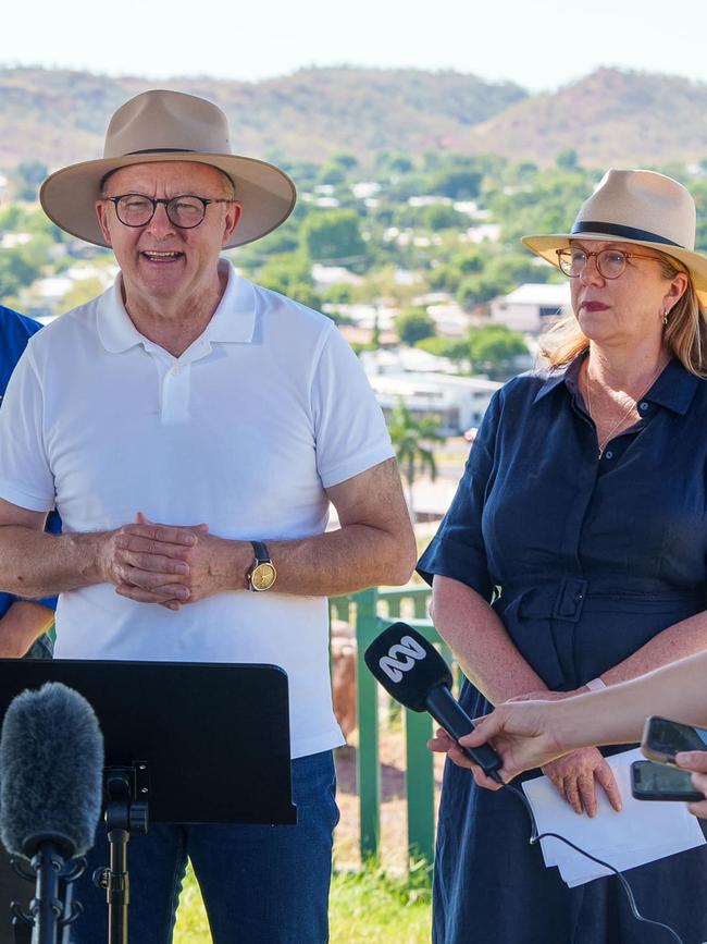 Infrastructure and Regional Development Minister Catherine King (right) joined the PM on his bush tour last week. Picture: Facebook