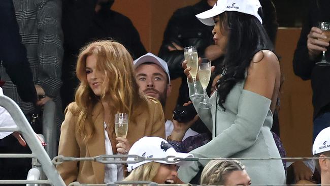 Isla Fisher was also spotted enjoying a drink, with Tessa Thompson. Picture: Cameron Spencer/Getty Images