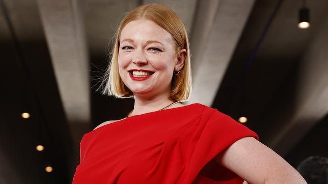 Succession star Sarah Snook on the red carpet of the 2021 AACTA Awards held at the Sydney Opera House. Picture: Jonathan Ng