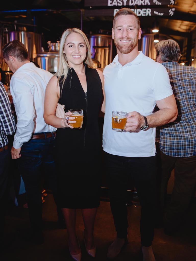 Cassandra Wallis, Brent Tate at the Tiny Mountain Brewery opening in Townsville. Picture by Kaine Constantine. Socials: Damien Anthony Rossi