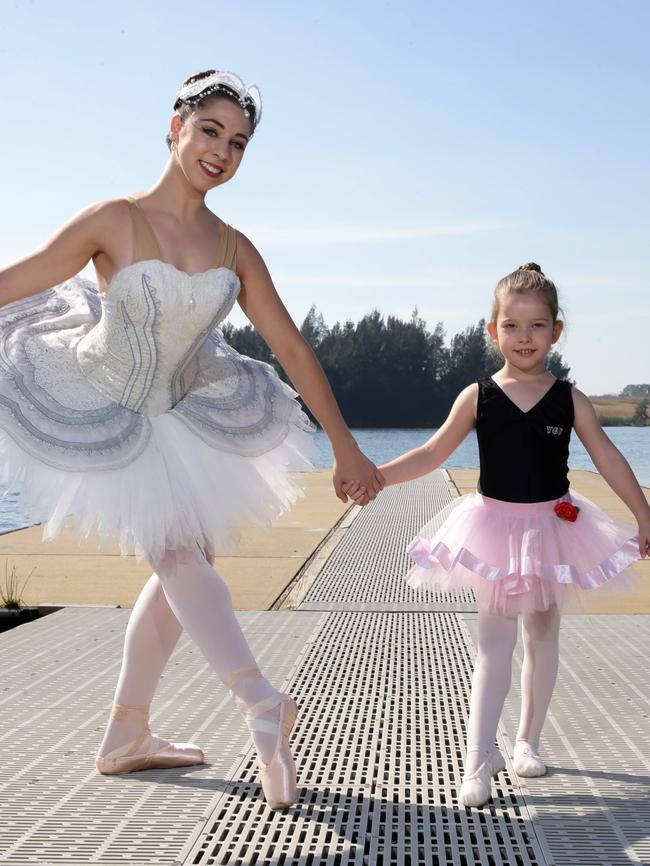 The Australian Ballet’s Jessica Wood with Mia Langmaid, of Penrith, at Sydney International Regatta Centre in May. Picture: Matthew Sullivan