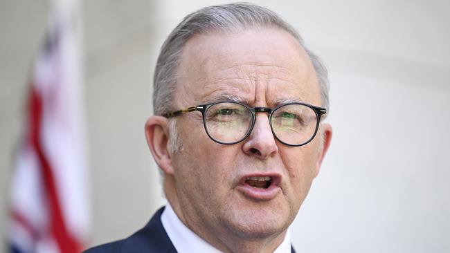 CANBERRA, AUSTRALIA  - NewsWire Photos - February 5, 2025: Prime Minister Anthony Albanese and Minister for Health and Aged Care Mark Butler hold a press conference at Parliament House in Canberra NewsWire / Martin Ollman