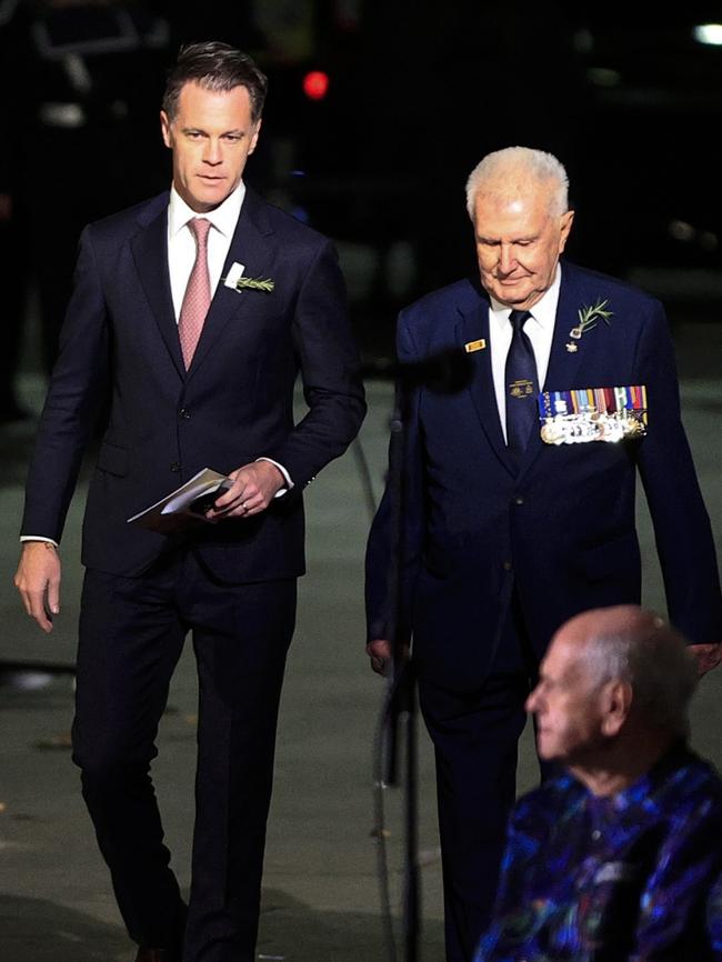 NSW Premier Chris Minns (left) at the Anzac Day dawn service at Martin Place. Picture: Mark Evans/Getty Images