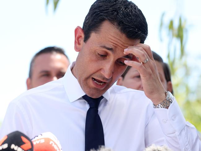 Leader of the Opposition David Crisafulli during media conference outside Cleveland Youth Centre, Rowes Bay, Townsville. Picture: Liam Kidston.