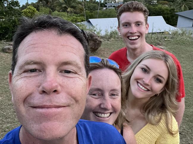 Lilie James with father Jamie, mother Peta and brother Max.