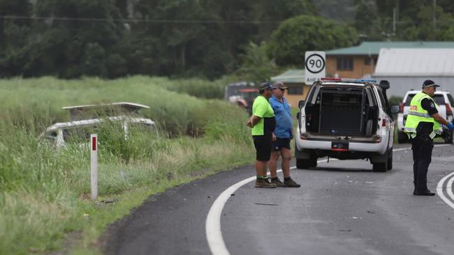 The van of Bernice Prats who died in a multi-vehicle crash on the Bruce Hwy. Picture: Arun Singh Mann