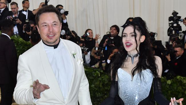 Grimes and Musk at the 2018 Met Gala. Picture: AFP