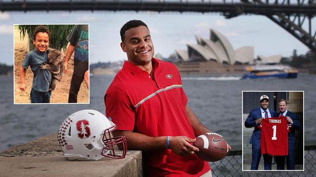 49ers rookie Solomon Thomas has come a long way from his time growing up in Sydney.