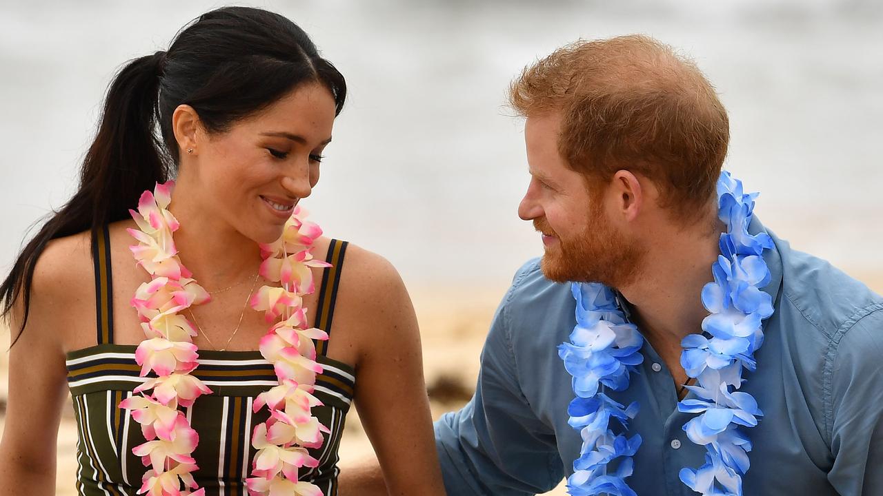 Meghan and Harry at Sydney’s Bondi Beach during their tour in 2018. Picture: Saeed Khan/AFP