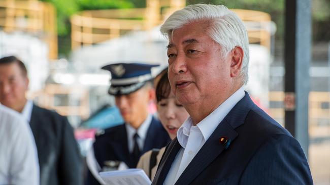 Japanese Defense Minister Gen Nakatani says the three nations are “steadily enhancing” security in the Indo-Pacific. Picture: Pema Tamang Pakhrin