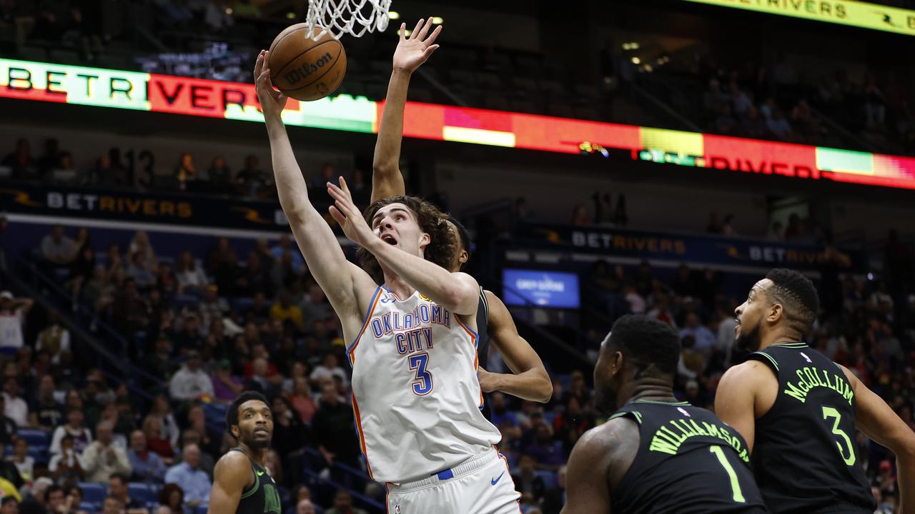 Giddey was OKC’s second highest scorer against New Orleans. Photo by Chris Graythen/Getty Images