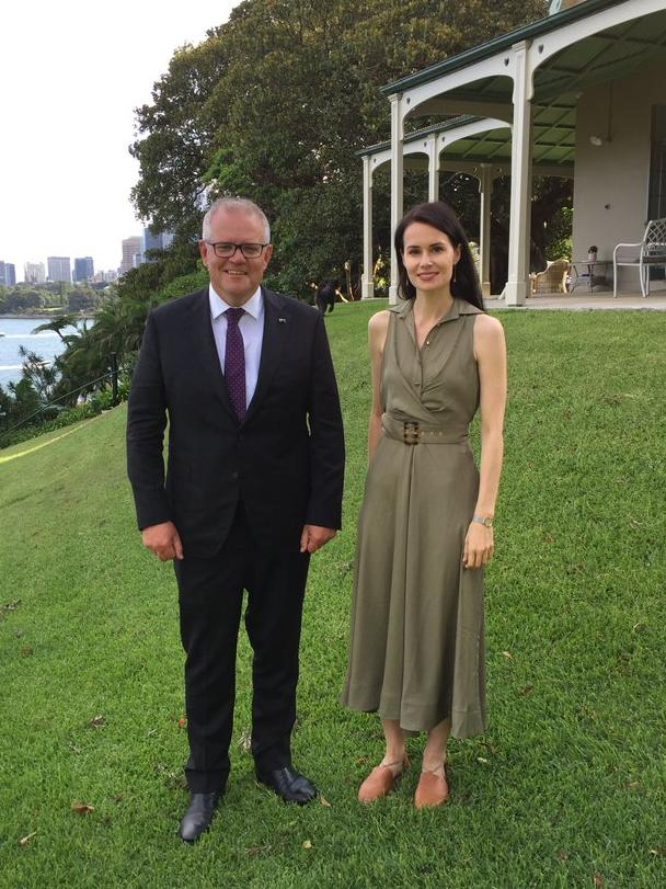 Kylie Moore-Gilbert with Prime Minister Scott Morrison after her release. Picture: Twitter