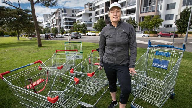 Wendy Bird said herself and Rhodes residents were tired of hundreds of stray trolleys lining their streets. Picture: Julian Andrews