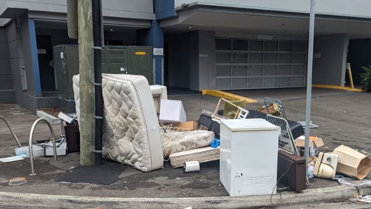 One Facebook user posted a photo showing the rubbish collecting along their street in Renwick Street in Alexandria. Picture: Supplied.