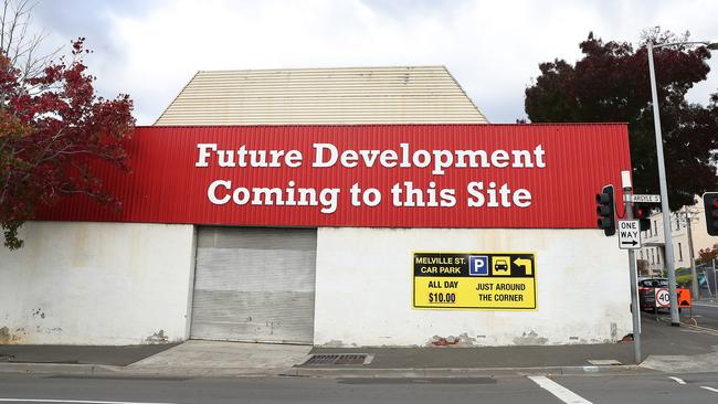 The planned site of UTAS’s STEM centre on the corner of Argyle and Melville streets in the city. Picture: NIKKI DAVIS-JONES