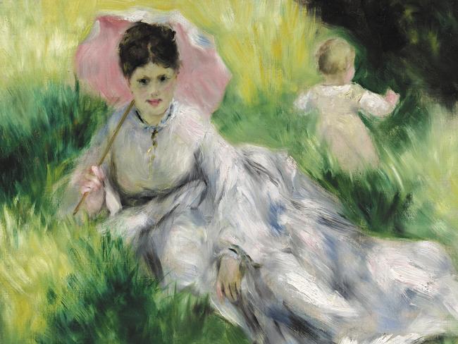 Detail: Pierre-Auguste Renoir, French 1841–1919 Woman with a parasol and small child on a sunlit hillside c. 1874–76 oil on canvas, 47.0 x 56.2 cm Museum of Fine Arts, Boston. Bequest of John T. Spaulding Photography © Museum of Fine Arts, Boston.