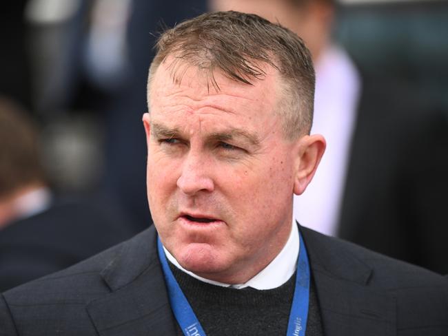 MELBOURNE, AUSTRALIA - OCTOBER 12: Trainer John O'Shea is seen after Shalailed finished 2nd in Race 7, the Catanach's Jewellers Blue Sapphire, during Caulfield Thousand Guineas Day at Caulfield Racecourse on October 12, 2022 in Melbourne, Australia. (Photo by Vince Caligiuri/Getty Images)