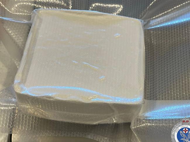 Police allegedly seized a 1kg block of pressed cocaine from the clandestine lab at Rouse Hill in February. (File image)