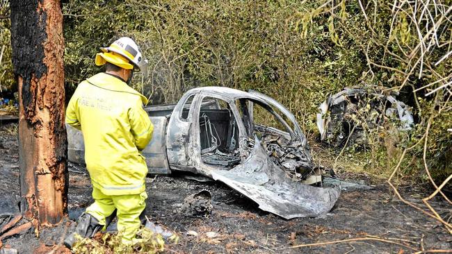 The scene of the fatal accident on Tin Can Bay Rd at Goomboorian. Picture: Renee Albrecht