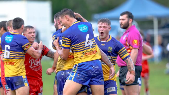 Mullumbimby’s defence forces an error. Picture: DC Sports Photography