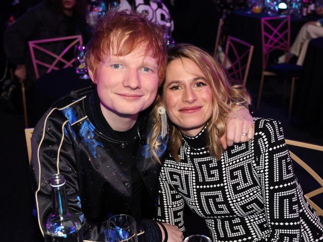 Sheeran and his wife Cherry Seaborn. Picture: JMEnternational/Getty Images