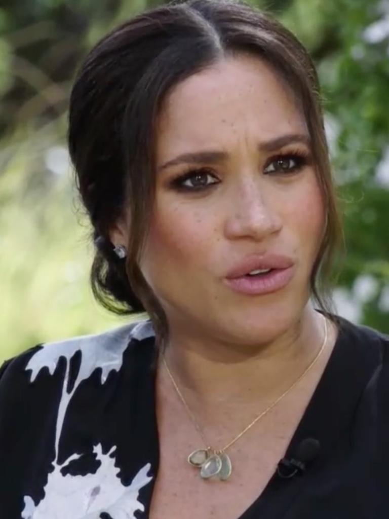 Meghan seen during interview with Oprah Winfrey.