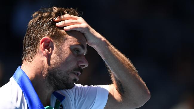 Switzerland's Stan Wawrinka feels the heat during his second-round defeat.