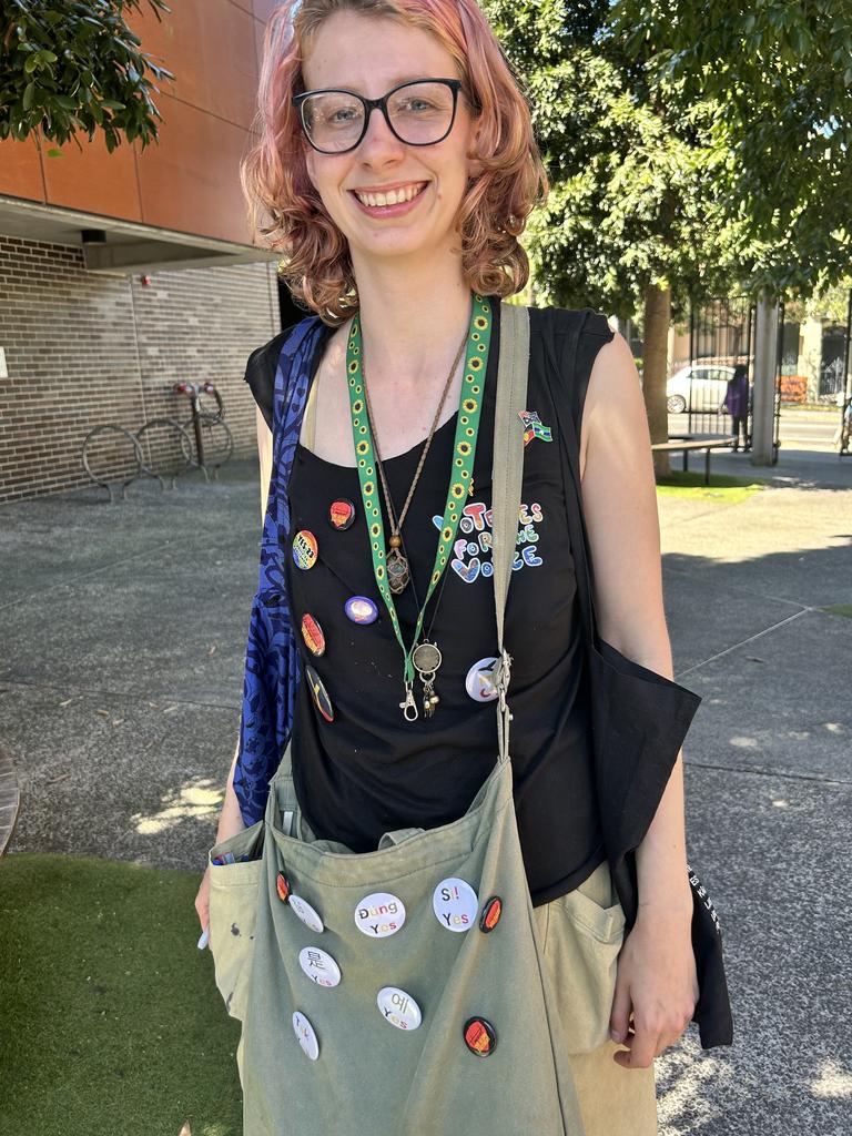 29-year-old Nanushka at the polling centre in Redfern. Picture: Tileah Dobson/news.com.au