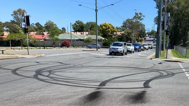 A recently resurfaced section of road in Labrador that has been left with skid marks. Photo: Facebook