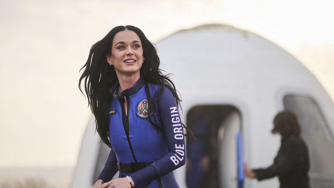 US singer Katy Perry upon return to Earth. Picture: Blue Origin.