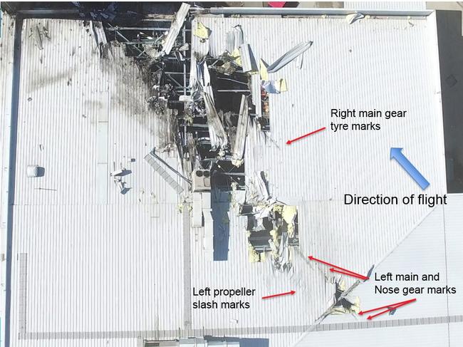 The roof of the DFO building adjacent to Essendon Airport where the B200 King Air crashed. Picture: ATSB