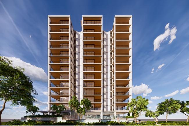 Artist impressions of a proposed 14-storey tower planned for Palm Beach by H&amp;F Property Group. Picture: Supplied