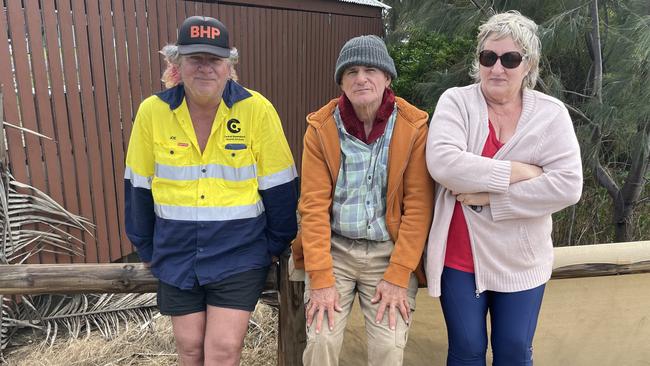 Joe Jackson, Les Gilles and Robyn Crawford, all Midge Point residents watched the Talisman Sabre operation as it played out at Midge Point. Picture: Estelle Sanchez