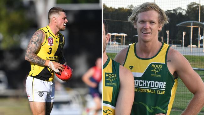 Labrador player Tom Simpson (left) and Maroochydore Roos star Josh Wagner. Pictures: Deion Menzies/Highflyer Images and Eddie Franklin.