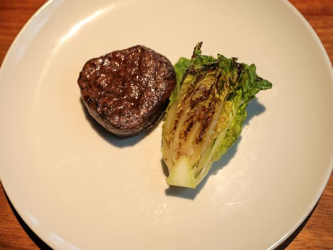 Landscape’s Robbins Island, grass-fed, wagyu eye fillet served with grilled baby gem lettuce. Picture: Mireille Merlet