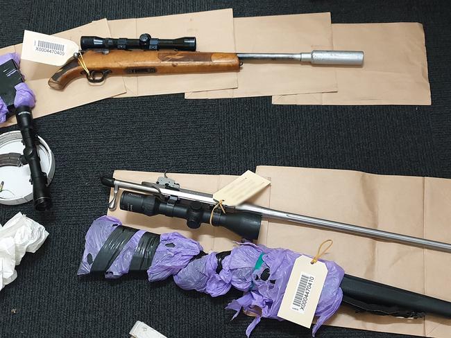 Firearms allegedly seized by rural crime investigators under Strike Force Carribee, set up to investigate a series of arson attacks and an armed robbery across Upper Hunter. Picture: NSW Police