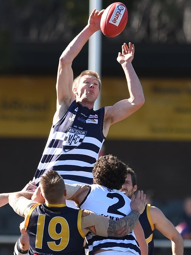 Tom Waters in action for Macedon.