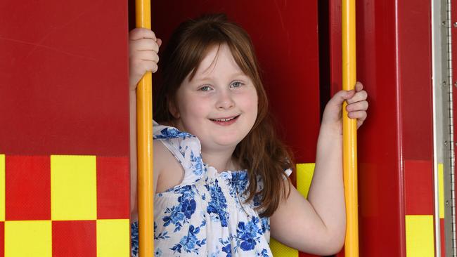 Evie Blain, 7, from Lara spent days in intensive care at the Royal Children's Hospital after complications from pnemonia. Picture: David Smith