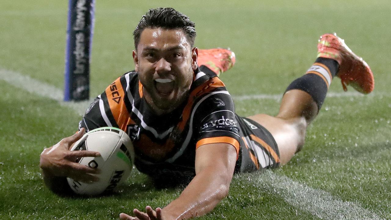 Winger David Nofoaluma is one of the Tigers’ most consistent players. Picture: Cameron Spencer/Getty Images