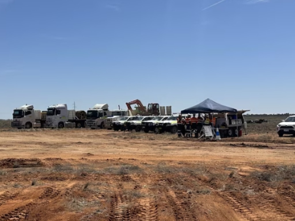 Workers are trying to restore power to Broken Hill after a violent storm has left the town without electricity for days. Picture: Supplied/Transgrid